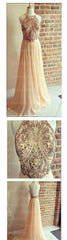 Dusty Pink Formal Dresses Backless Prom Dress Beaded Long Prom Dress MA041-Dolly Gown