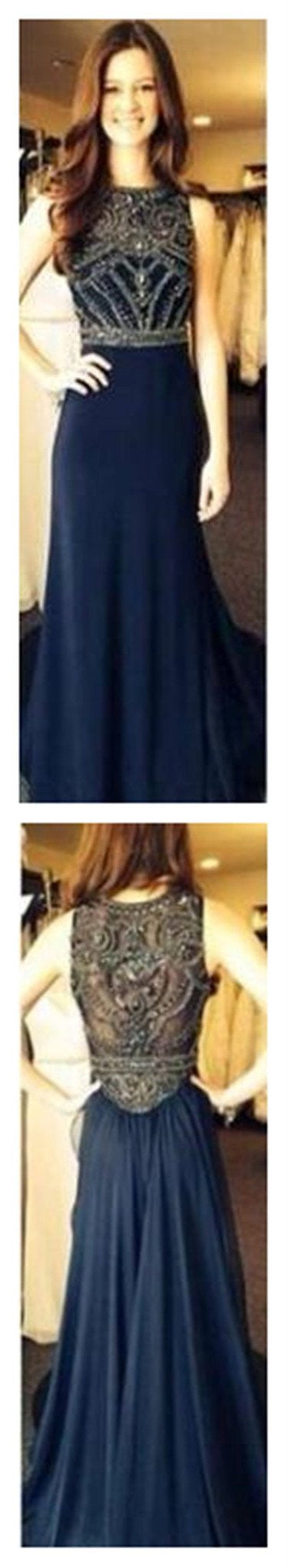 Navy Prom Dress,Long Prom Dress,Long Formal Dress,Modest Prom Dress,MA055-Dolly Gown