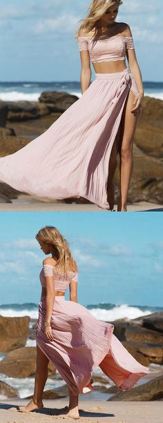 Beach Boho Dusty Pink Two Piece Wedding Dress | Prom Dress | Party Dress Beach Boho Dusty Pink Two Piece Wedding Dress | Prom Dress | Party Dress