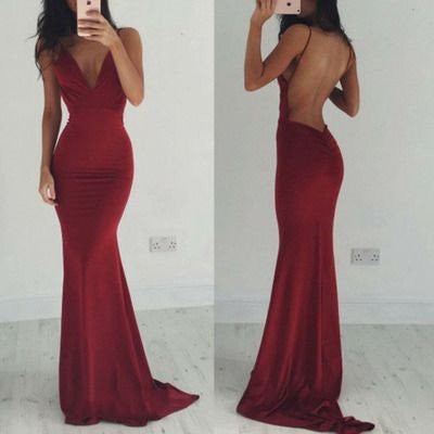 Hipster Prom Dress,Bodycon Formal Dress,Tight Prom Dress,Backless Prom Dress,Maroon Prom Dress,MA071-Dolly Gown