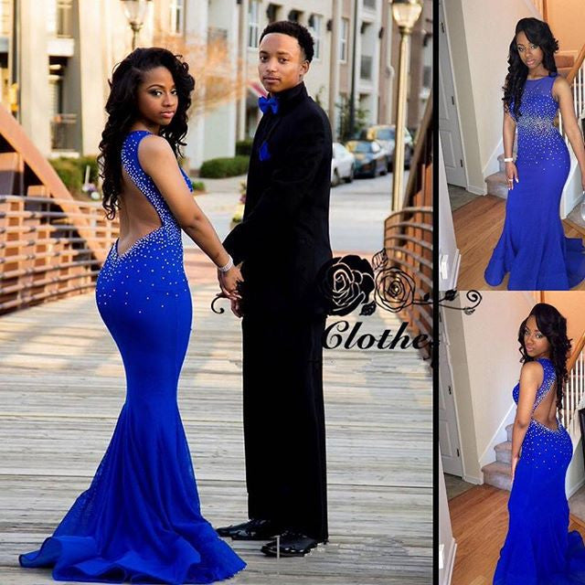 Royal Blue Prom Dress For Curvy Girl Mermaid Black Girl Prom Dress Special Occasion Dress MA104-Dolly Gown