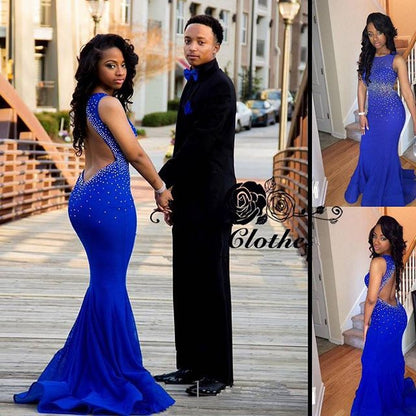 Royal Blue Prom Dress For Curvy Girl Mermaid Black Girl Prom Dress Special Occasion Dress MA104-Dolly Gown