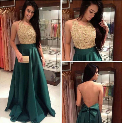 Green Prom Dress,Long Prom Dress, Prom Dress Gold Beading,Backless Prom Dress,Hipster Prom Dress,MA115-Dolly Gown