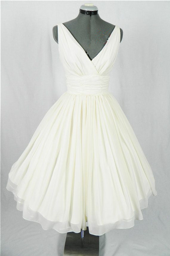 Pin Up Wedding Dress,Vintage Wedding Dress,50s Wedding Dress,Wedding Dress Tea Length,MA145-Dolly Gown