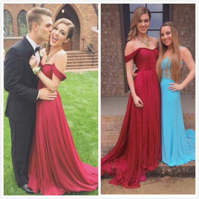 Red Prom Dress Off the Shoulder Prom Dress Pretty Graduation Dress Romantic Formal Dress,MA151-Dolly Gown