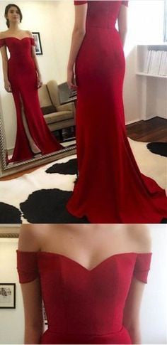 Long Prom Dress,Red Prom Dress,Off Shoulder Prom Dress,Red Wedding Dress,MA182-Dolly Gown