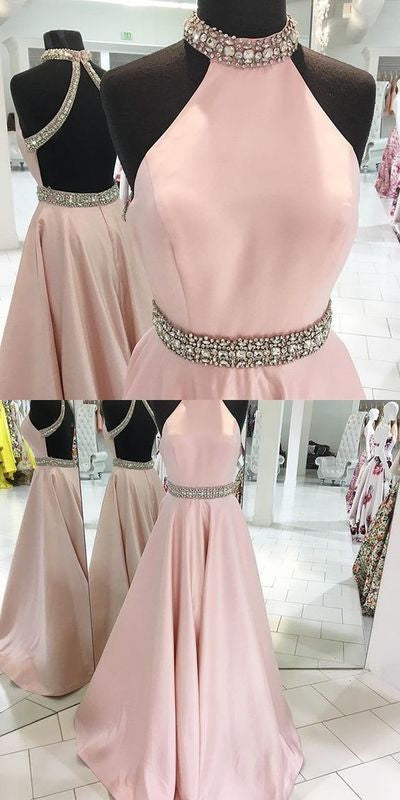 Dusty Pink Prom Dress Ball Gown Prom Dress Long Prom Dress Backless Prom Dress,MA192-Dolly Gown
