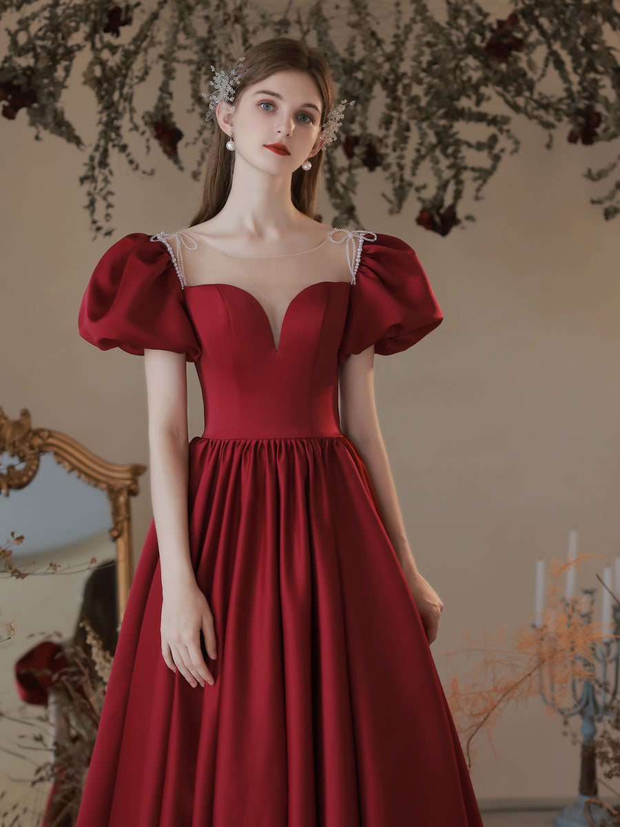 Maroon Cinderella Princess Prom Dress