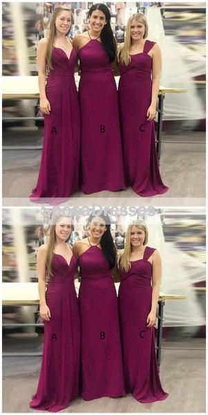 Maroon Burgundy Long Mismatched Bridesmaid Dresses robes de demoiselle d'honneur GDC1021-Dolly Gown