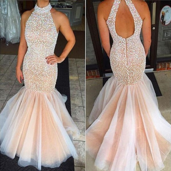 Mermaid Prom Dress Long Prom Dress Open Back Prom Dress Sparkly Prom Dress MA136-Dolly Gown