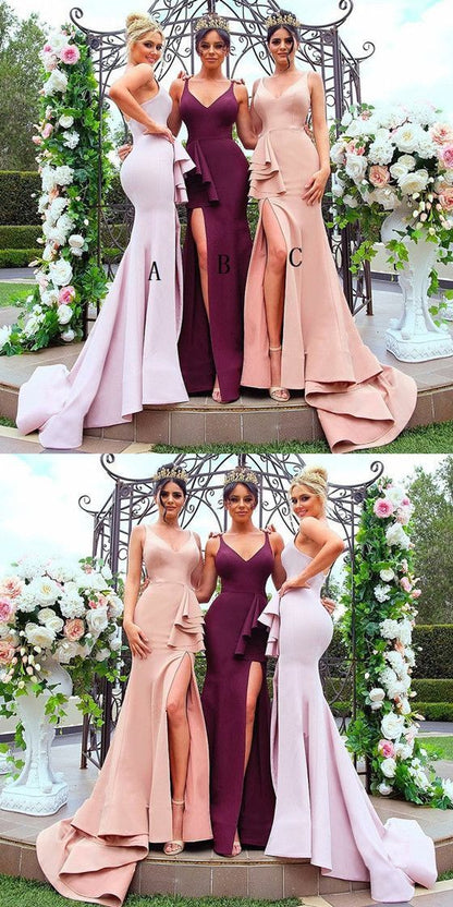 Mermaid Mismatched Different Color Long Bridesmaid Dresses,GDC1079-Dolly Gown