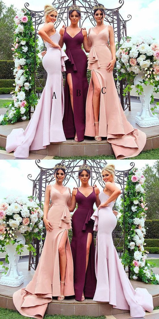 Mermaid Mismatched Different Color Long Bridesmaid Dresses,GDC1079-Dolly Gown