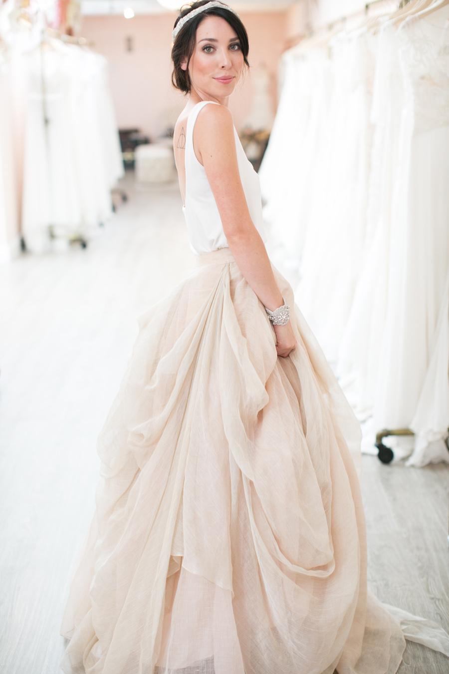 Modern Trendy Loose Casual Crop Top Two Piece Long Wedding Dress Bridal Separates Modern Trendy Loose Casual Crop Top Two Piece Long Wedding Dress Bridal Separates