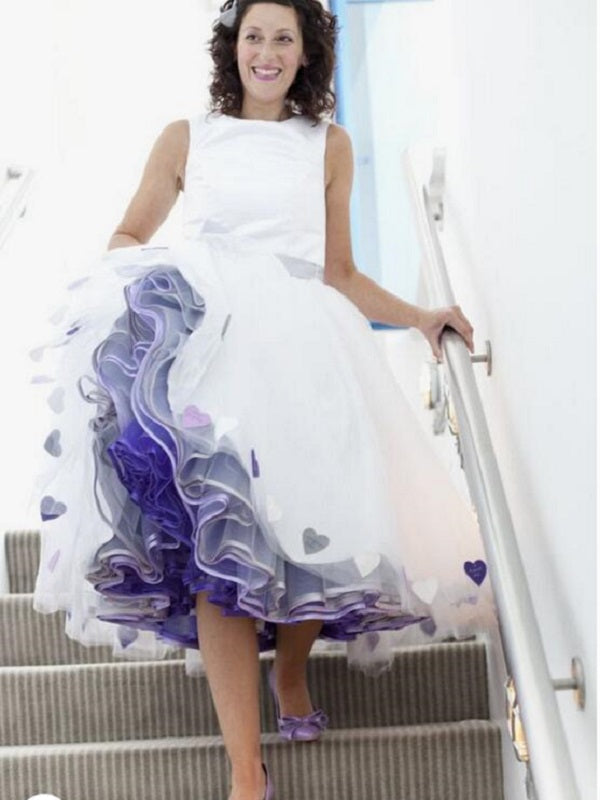 Modest Bateau Neck Vintage Tulle 50s Style Retro Tea Length Wedding Dress 20082024-Dolly Gown