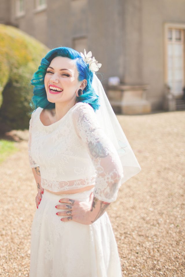 Country Vintage 1960s two Piece Lace Ankle Length Wedding Dress