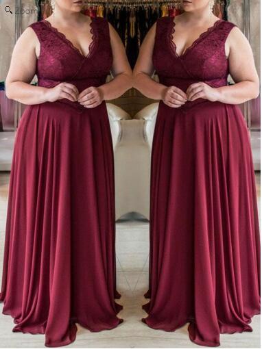 Modest Chiffon  Burgundy Plus Size Prom Dress Long Chiffon Prom Dress GDC1176-Dolly Gown