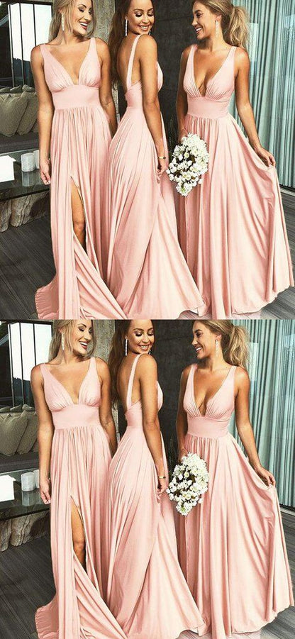 Modest Cheap Pink Sexy Jersey Long Bridesmaid Dresses,GDC1078-Dolly Gown