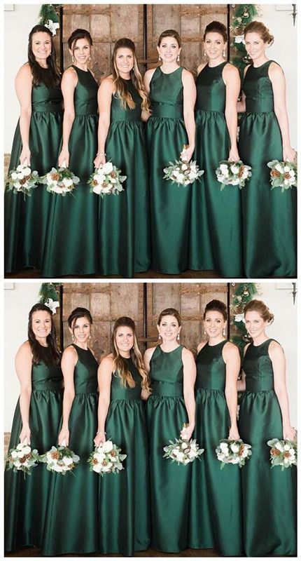 Emerald Green Satin Dresses for Bridesmaids Dress for Wedding Party Formal  Side Split Elegant Gowns Bridesmaid