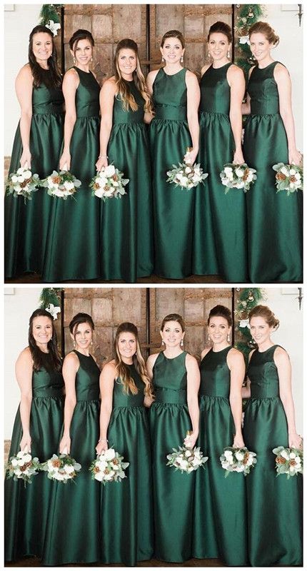 Modest High Neck Emerald Green Long Fall Bridesmaid Dresses Modest High Neck Emerald Green Long Fall Bridesmaid Dresses