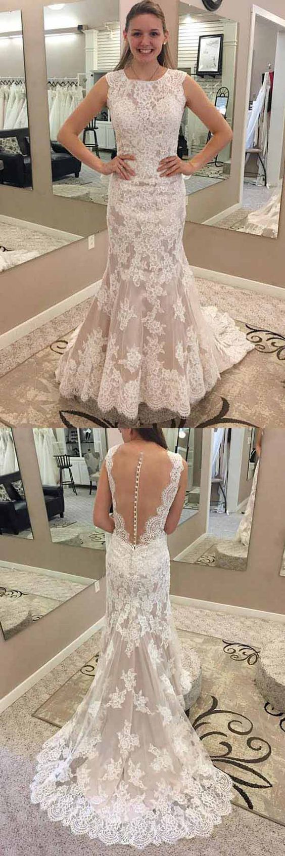 Modest Lace Jewel Neck Mermaid Wedding Dress Bridal Vestido de Novia GDC1267 Modest Lace Jewel Neck Mermaid Wedding Dress Bridal Vestido de Novia GDC1267