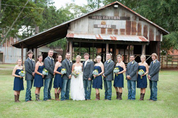 Navy Blue Country Style Strapless Chiffon Ruched Bridesmaid Dress with Boots Navy Blue Country Style Strapless Chiffon Ruched Bridesmaid Dress with Boots