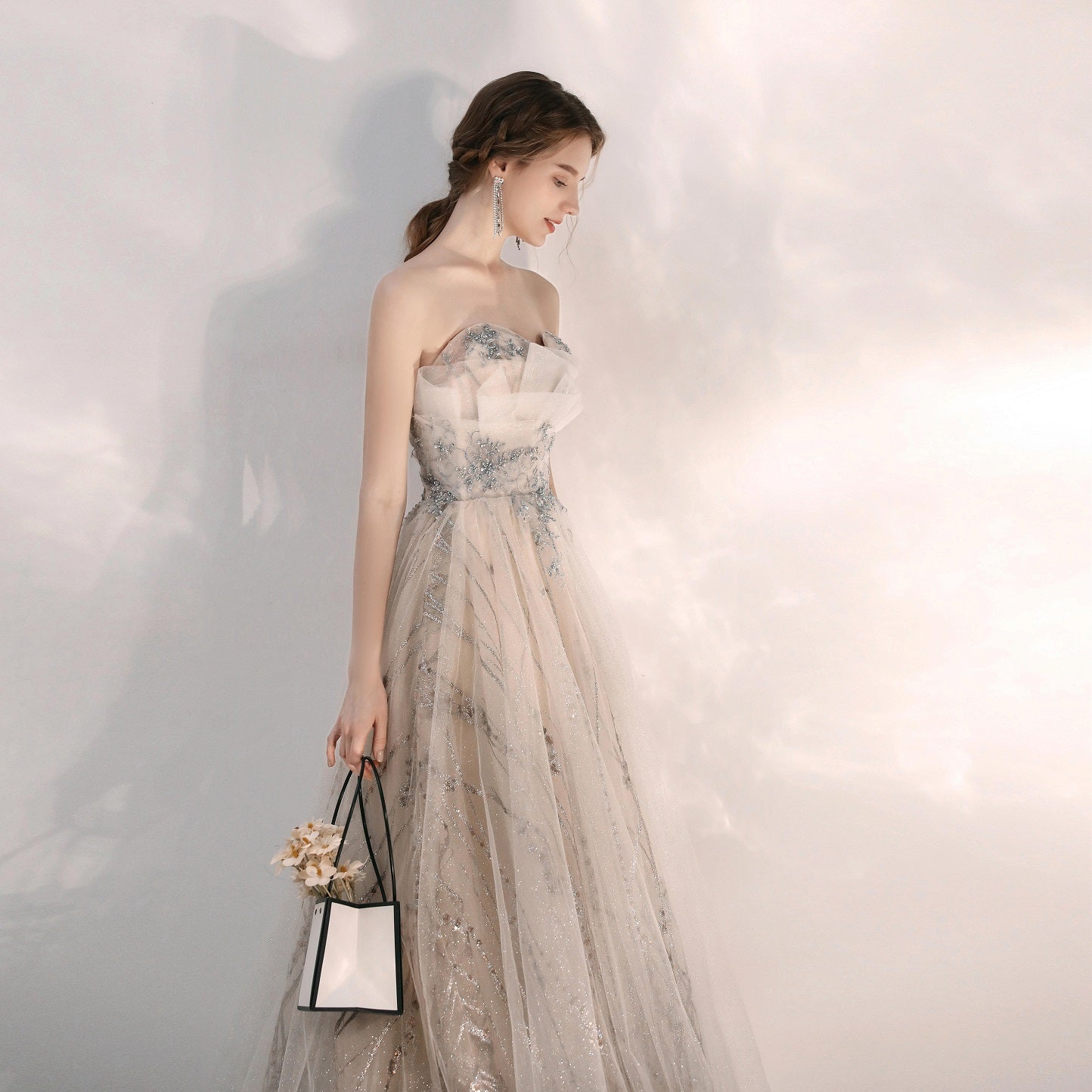 New Arrival Dusty Strapless Light Prom Dress New Arrival Dusty Strapless Light Prom Dress