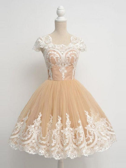 New Champagne Prom Dress Vintage Prom Dress 50s Short Prom Dress MA127-Dolly Gown