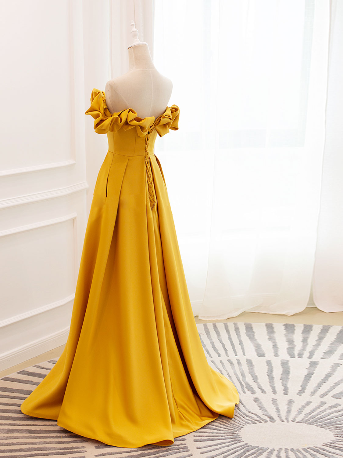 Strapless Off the Shoulder A-line Yellow Formal Party Dress Evening Dress Strapless Off the Shoulder A-line Yellow Formal Party Dress Evening Dress