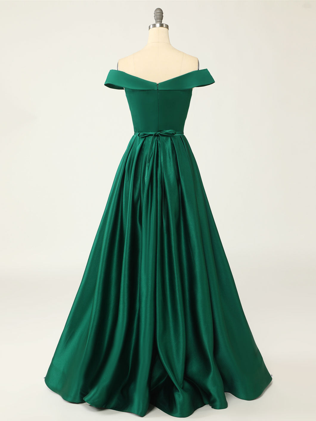 Overlap Neck Satin Emerald Green A-line Long Prom Dress Formal Party Dress Overlap Neck Satin Emerald Green A-line Long Prom Dress Formal Party Dress