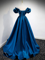 Blue Bubble Off The Shoulder A-line Evening Dress Prom Dress - DollyGown