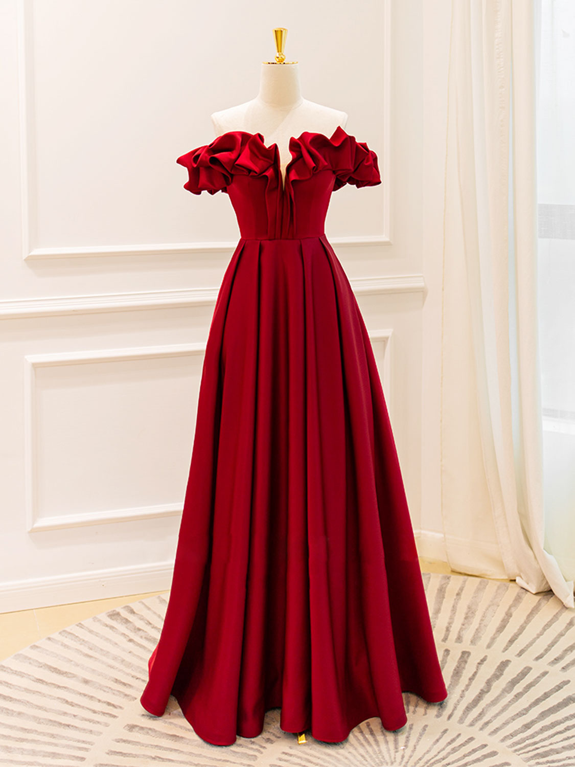 Strapless Off the Shoulder A-line Red Formal Party Dress Evening Dress - DollyGown