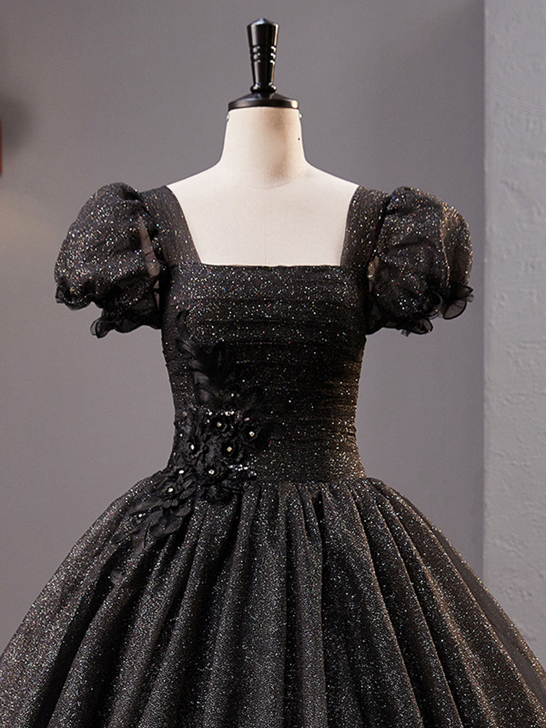 Black Ball Gown Square Neck Quinceanera Dress Sweet 16 Dress - DollyGown
