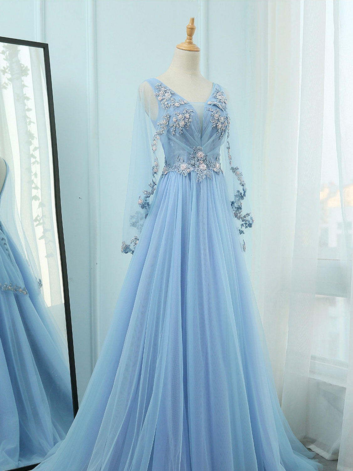 Long Sleeve Sky Blue Dress Story Book Long Sleeve Mini Dress Blue Hello Molly US Long Sleeve Sky Blue Dress Story Book Long Sleeve Mini Dress Blue Hello Molly US