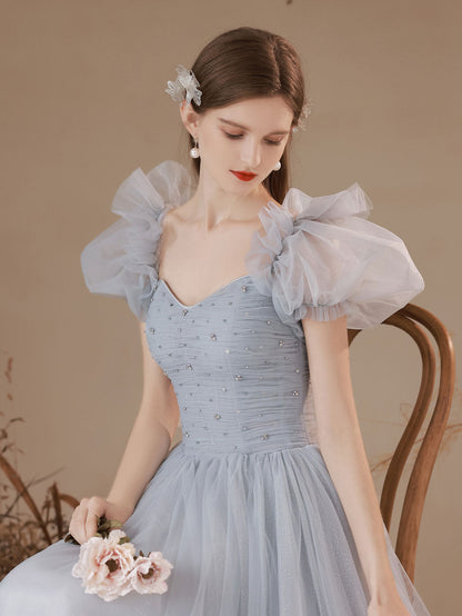 Fairy Princess Tule Grey Formal Dress Long Party Dress - DollyGown