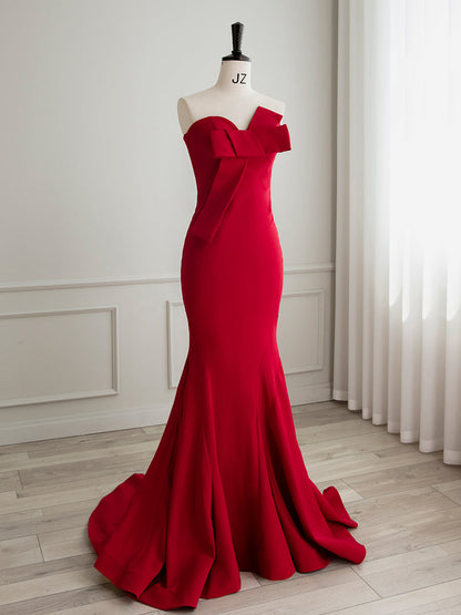 Strapless Red Tight Fit Prom Dress Evening Dress - DollyGown