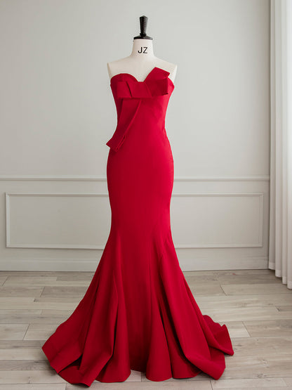 Strapless Red Tight Fit Prom Dress Evening Dress - DollyGown