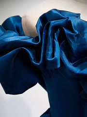 Blue Bubble Off The Shoulder A-line Evening Dress Prom Dress - DollyGown