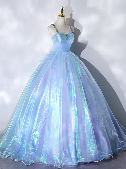 Light Blue Ruch Bust Ball Gown Qucinceanera Dress Sweet 16 Dress - DollyGown