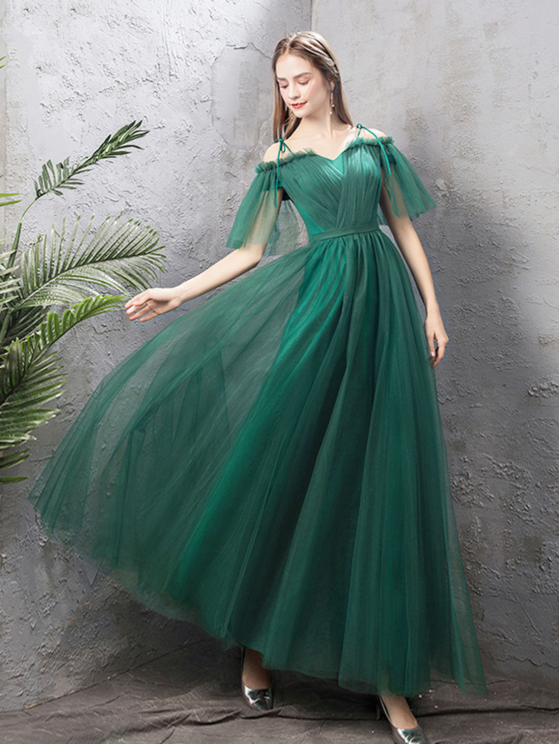 Hunter Green Tulle A-line Long Prom Dress Formal Dress Hunter Green Tulle A-line Long Prom Dress Formal Dress