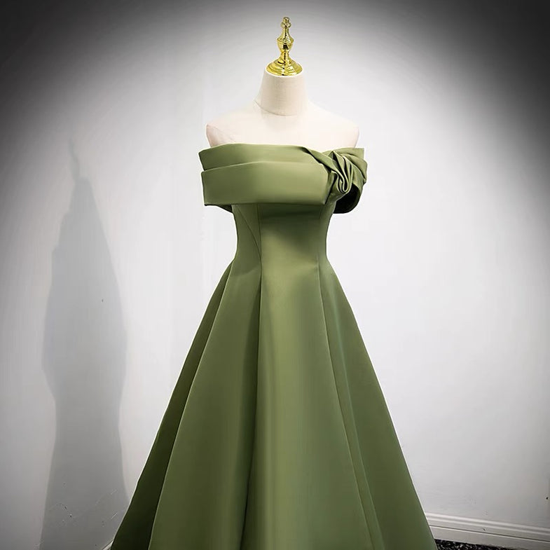 slim fit dress slacks Olive Green Satin Princess Floor-Length Prom Dress Custom