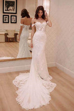 Shop Off the Shoulder See Through Sheath Lace Wedding Dress,Celebrity Wedding Dress,GDC1330-Dolly Gown