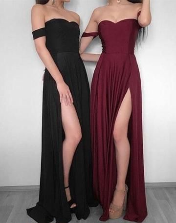 Off the Shoulder Side Slit Prom Dress,Long Party Dress,GDC1334-Dolly Gown