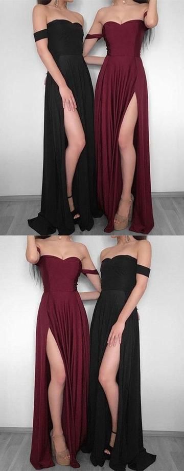 Off the Shoulder Side Slit Prom Dress,Long Party Dress,GDC1334-Dolly Gown