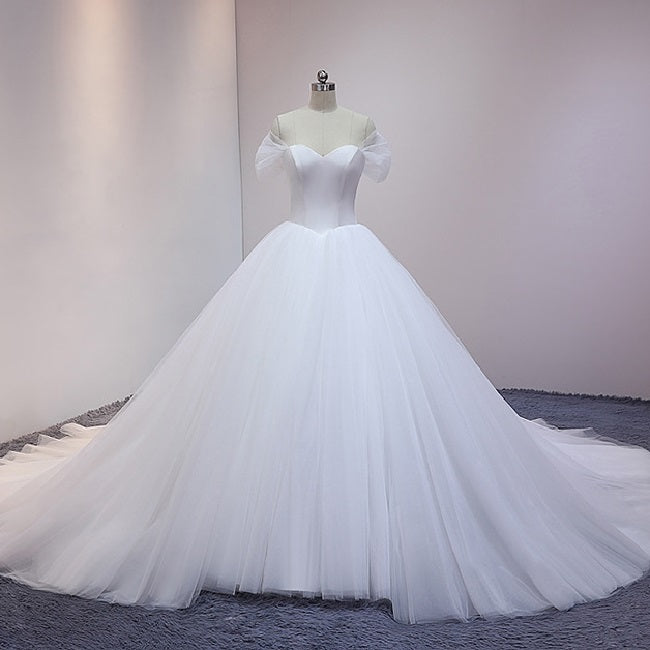 Off the Shoulder Tulle Princess Ball Gown Wedding Dress Unique Ball Gown for Wedding #21011206-Dolly Gown