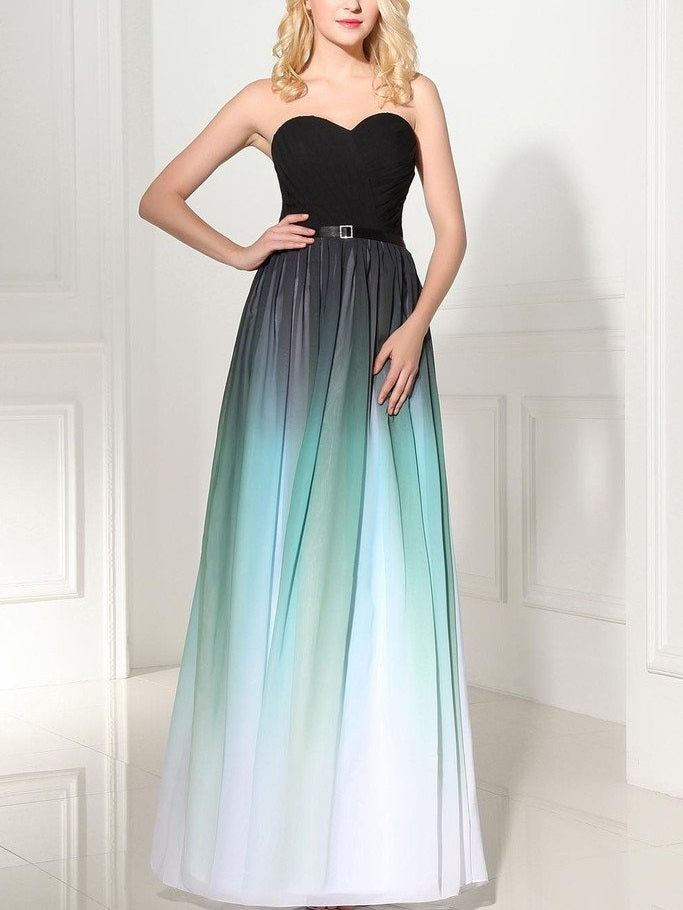 ombre bridesmaid dresses Bride Tip | in bra Hand Wash Cold Ombre Chiffon Sweetheart Neck Long
