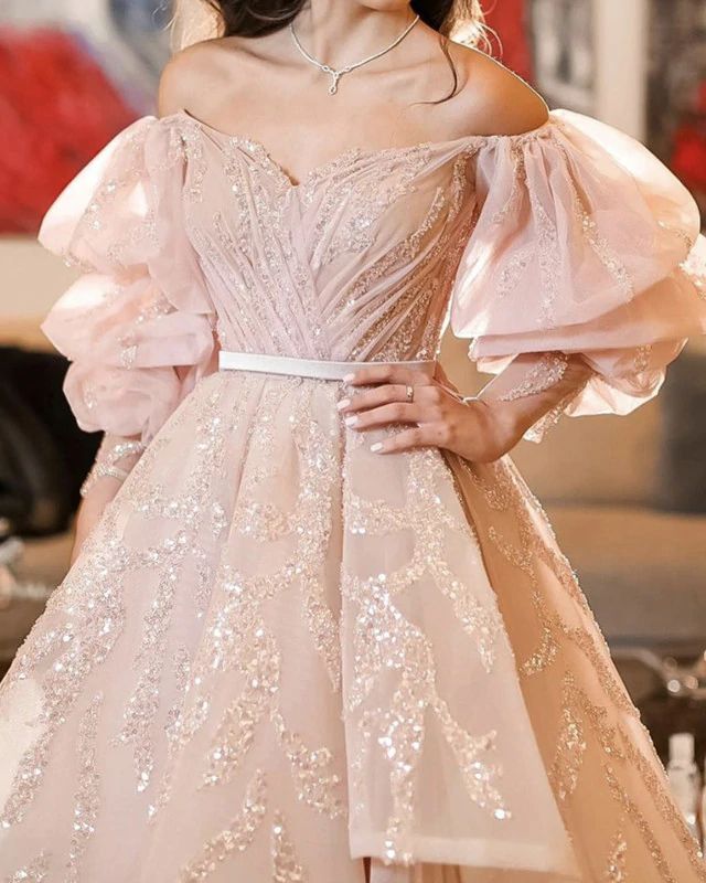 Blush Pink Sparkly Short Graduation Formal Dress Homecoming Dress - DollyGown