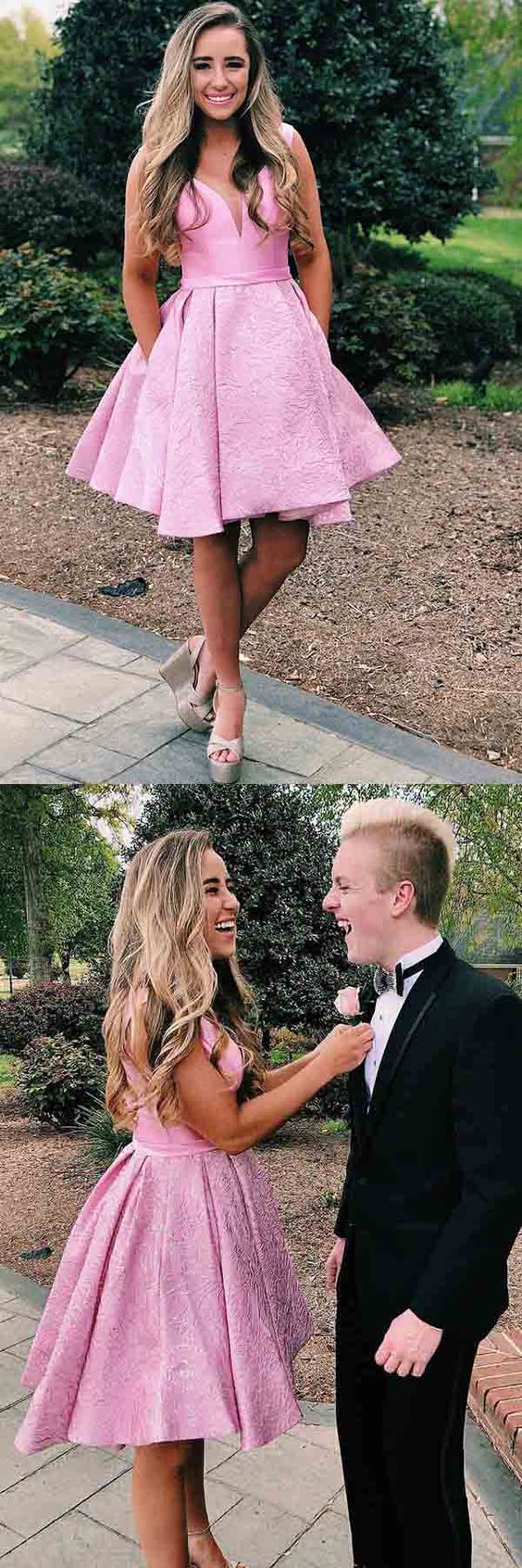 Pink Short Homecoming Dress, Short Prom Dress,GDC1297-Dolly Gown