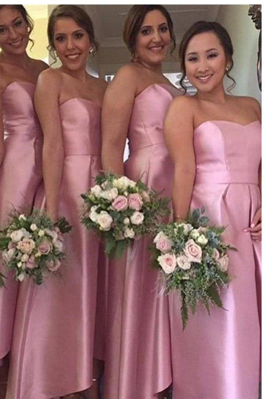 Pink Strapless High Low Bridesmaid Dresses, Brautjungfernkleider,GDC1027-Dolly Gown