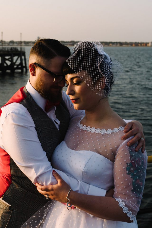 Polka Dot Bateau Neck 50s Inspired Tea Length Wedding Dress with 1/2 Sleeves,20101612-Dolly Gown