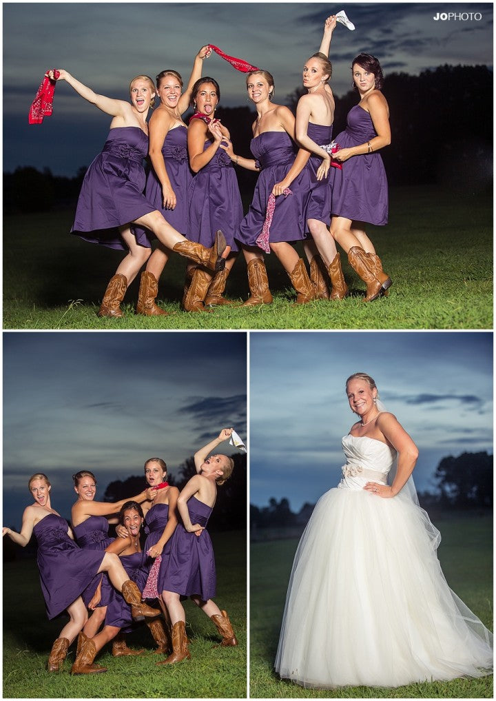 Purple Strapless Short country western bridesmaid dresses with boots Purple Strapless Short country western bridesmaid dresses with boots